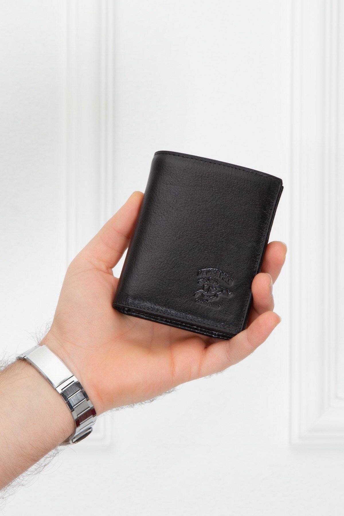 کیف پول مردانه دارنده کارت چرمی واقعی و سیاه Newish Polo