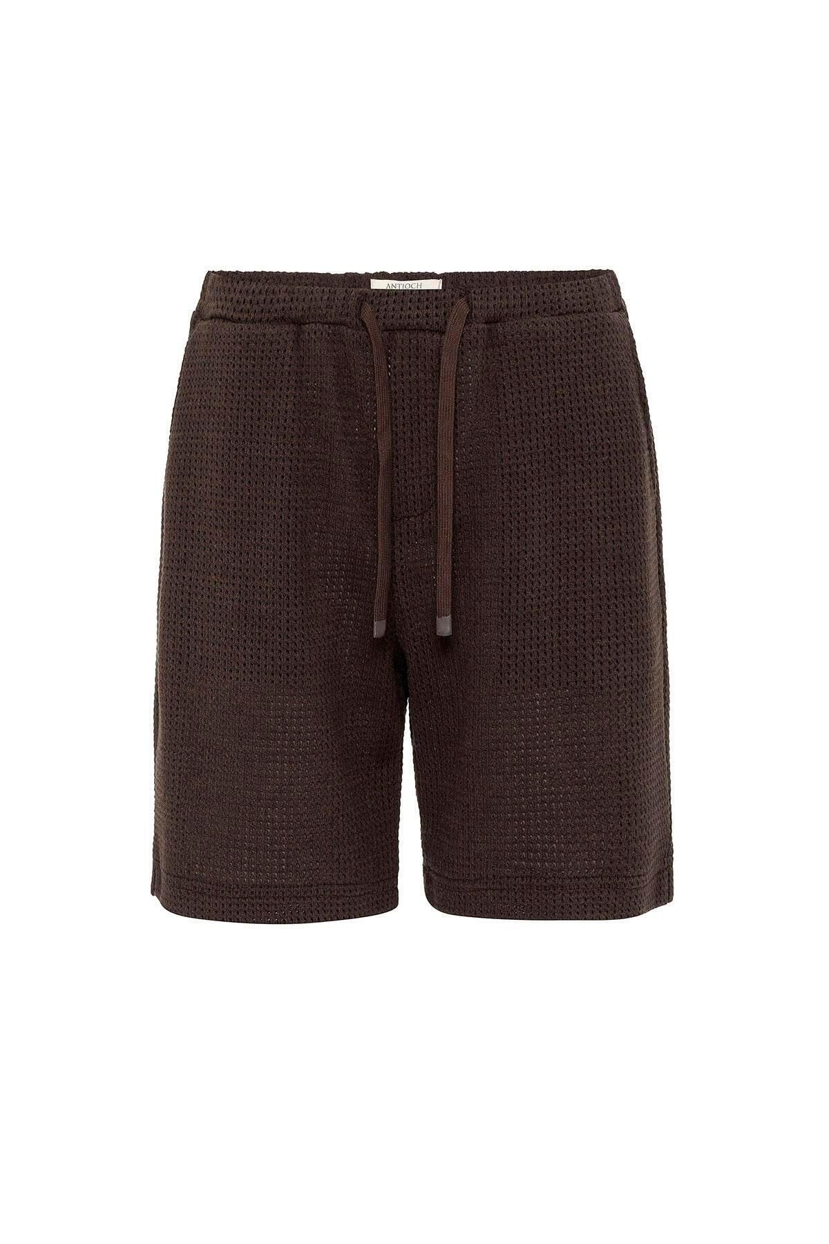 Antioch-Brown Textured Relaxed Men's Shorts 6