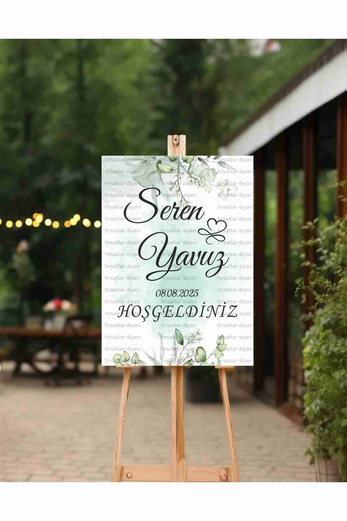 fırsatlar diyarı Kişiye Özel Kına Nişan Söz Nikah Düğün Hoşgeldiniz Karşılama Panosu Afişi 33x48 Cm