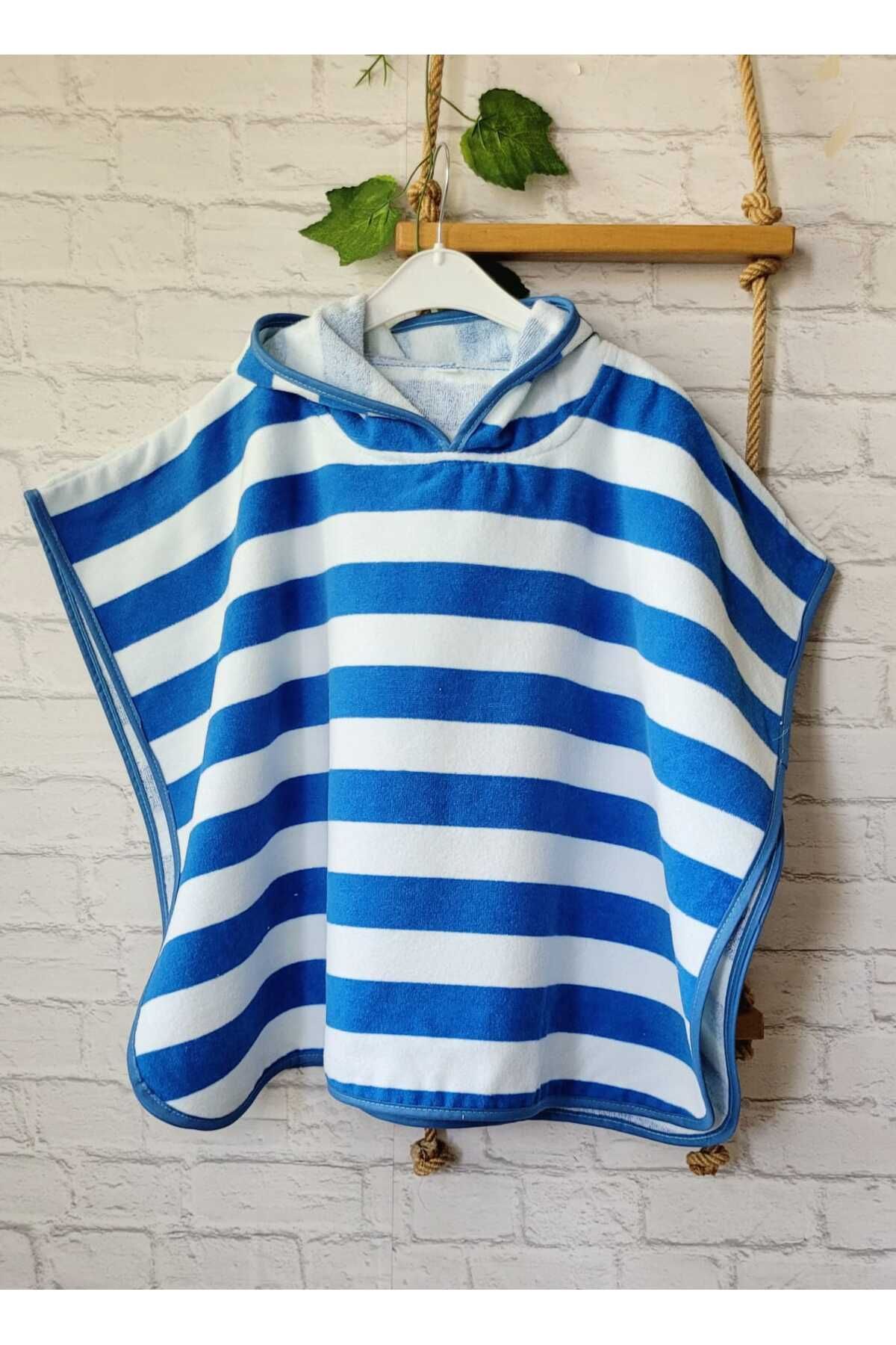 GÜRPAMUK HOME & BABY OUTLET İHRACAT %100 pamuk Kız-Erkek Çocuk Deniz, Plaj, Havuz, Banyo Havlu Panço ÇİZGİLİ/
