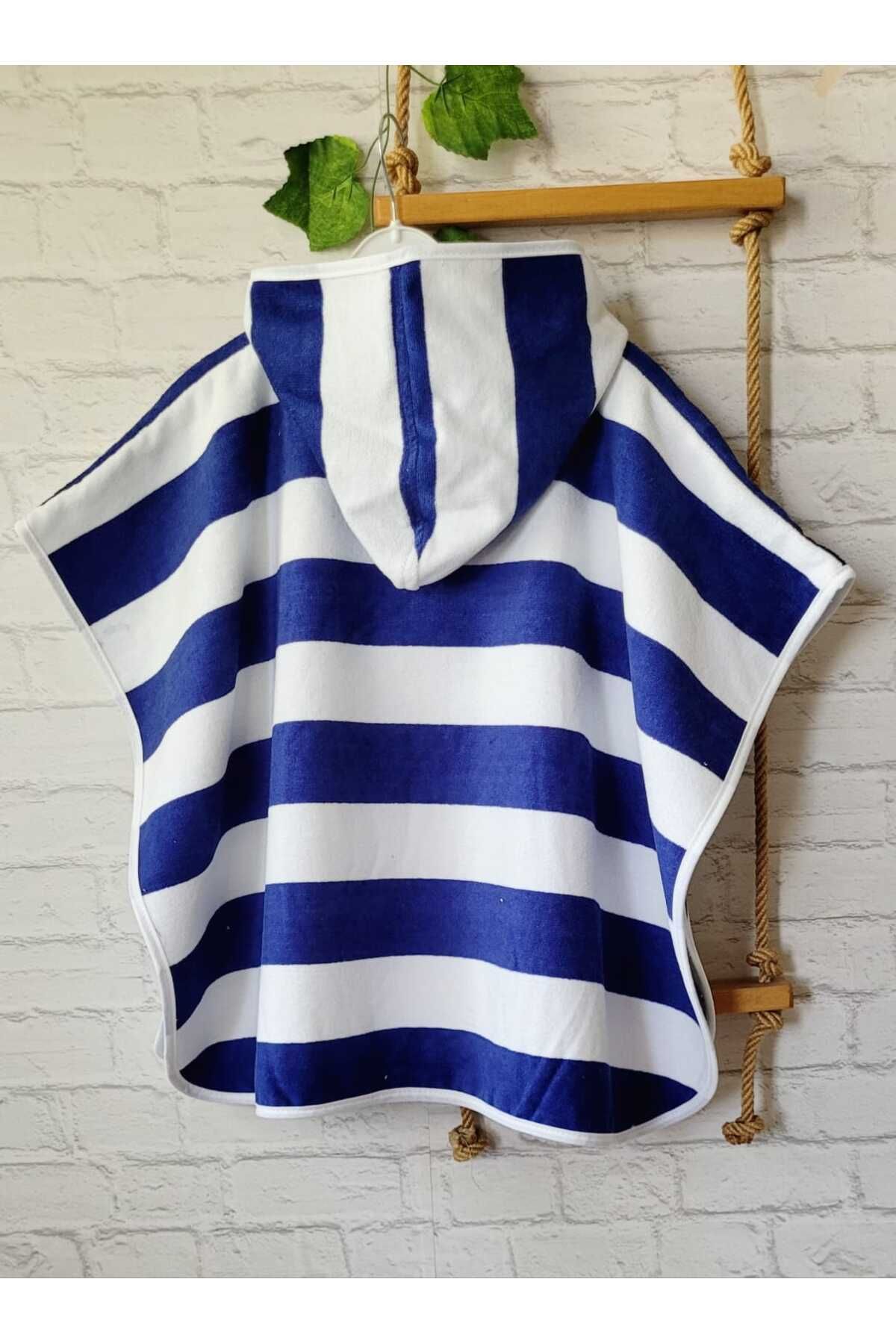 GÜRPAMUK HOME & BABY OUTLET İHRACAT %100 pamuk Kız-Erkek Çocuk Deniz, Plaj, Havuz, Banyo Havlu Panço ÇİZGİLİ/
