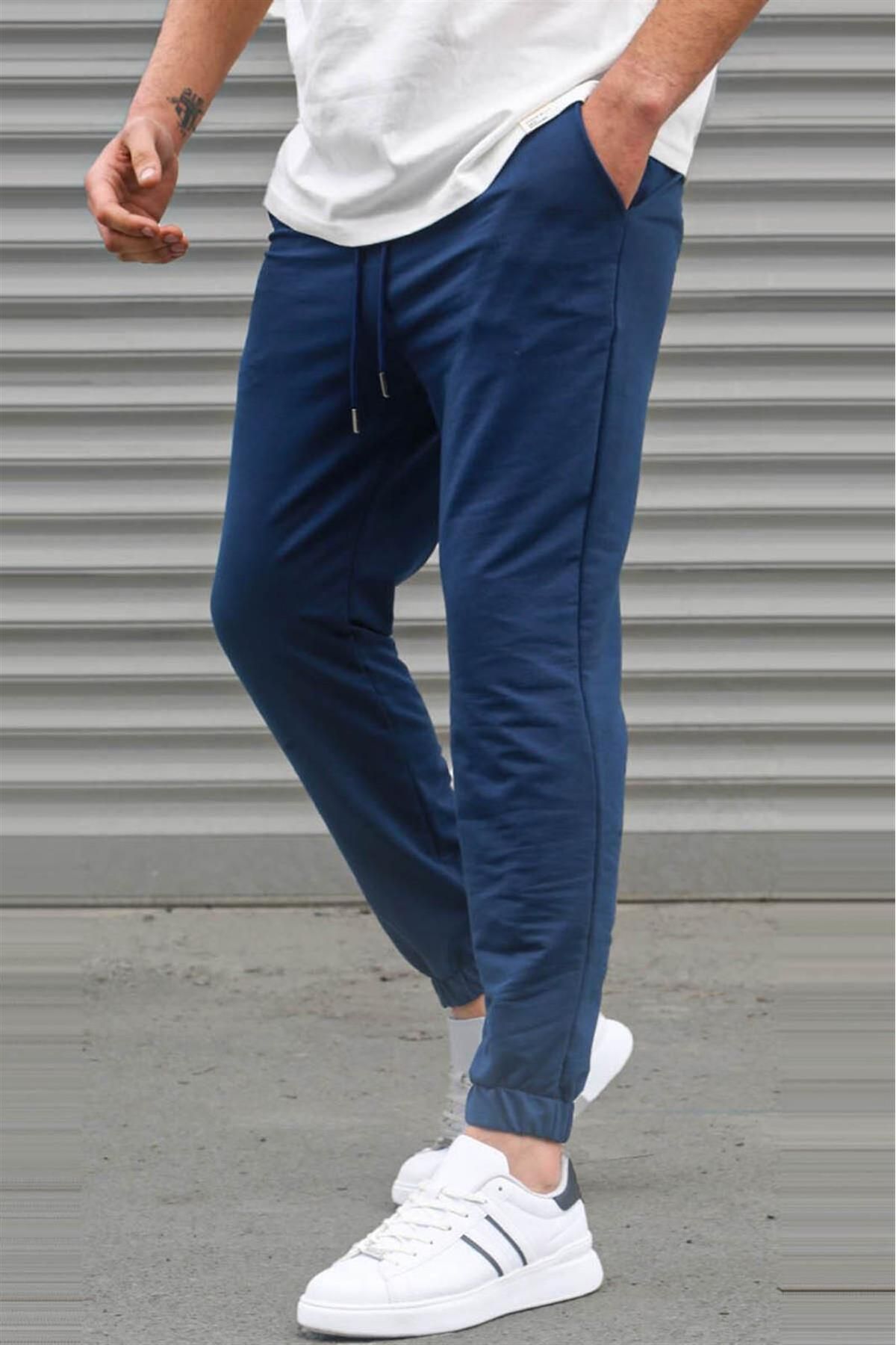 Madmext Indigo Basic Męski Dres Z Elastycznymi Nogawkami Mężczyzna - S