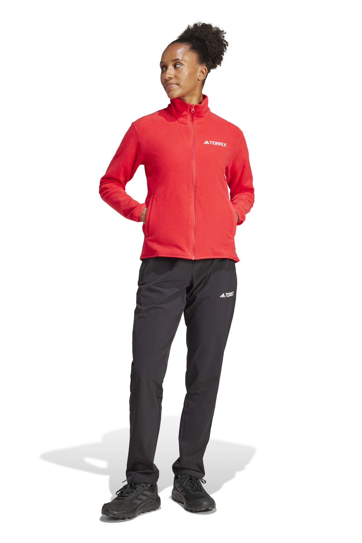 adidas-W Mt Ess Fz Fl Red Women's Fleece Sweatshirt 4