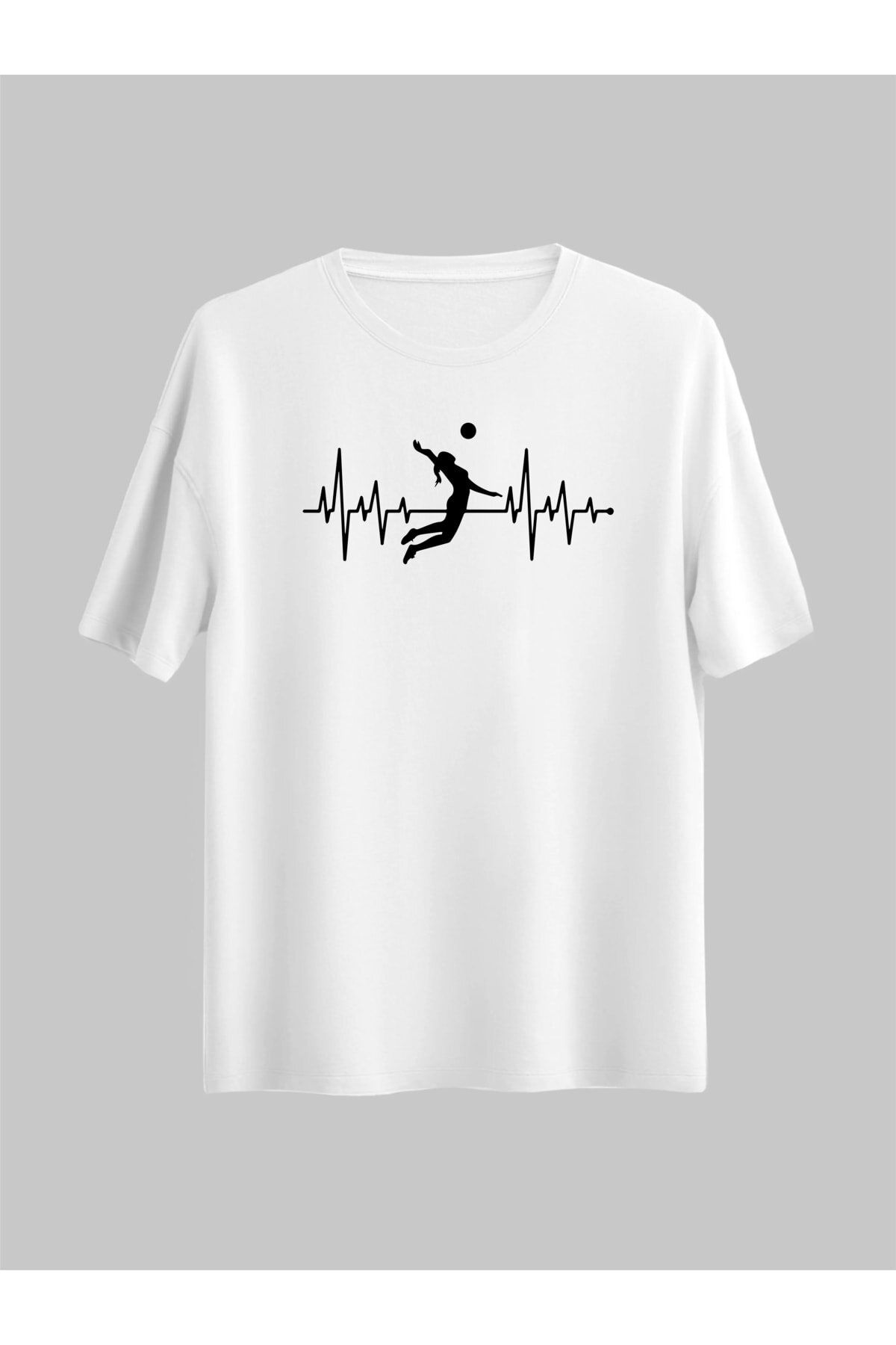 Pisa Art Çizgisel Kalp Ritmi File Voleybol Voleybolcu / Spor / Hediye Sporcu Unisex Regular Tshirt