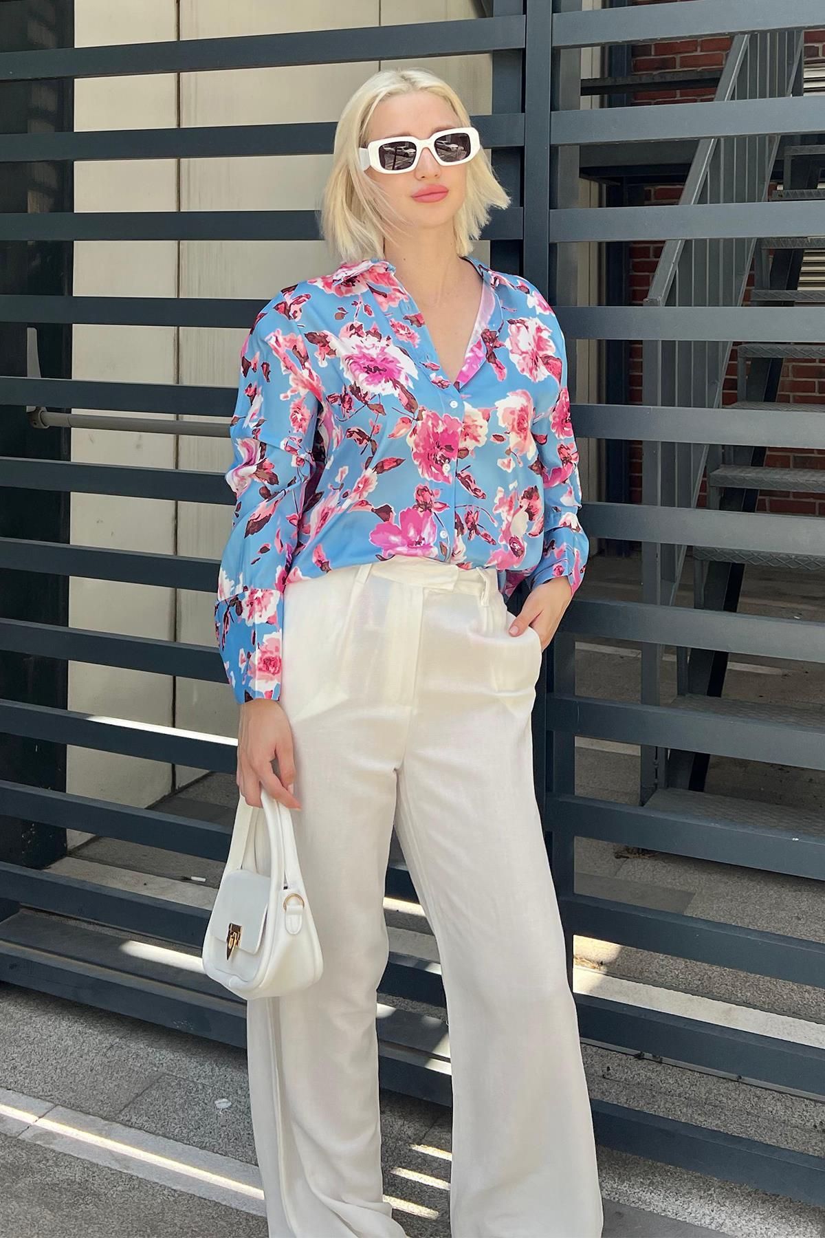 Madmext-Baby Blue Floral Patterned Satin Shirt Mg1787 4