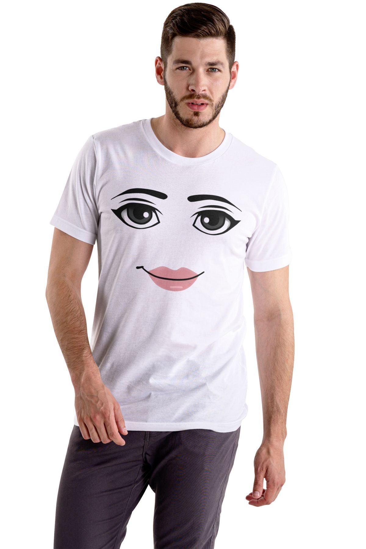 donamod  Roblox Women Face Tişört Beyaz Unisex - Görsel 3