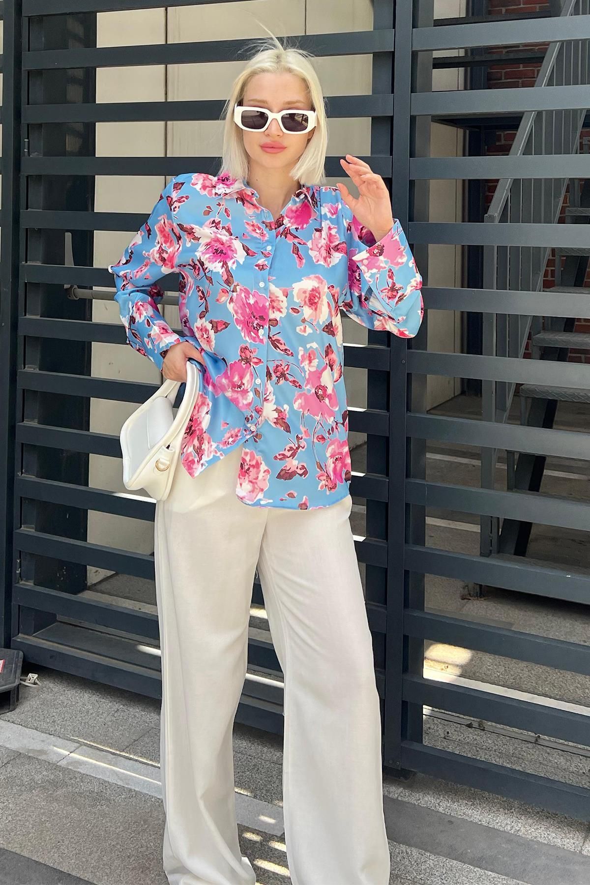 Madmext-Baby Blue Floral Patterned Satin Shirt Mg1787 2