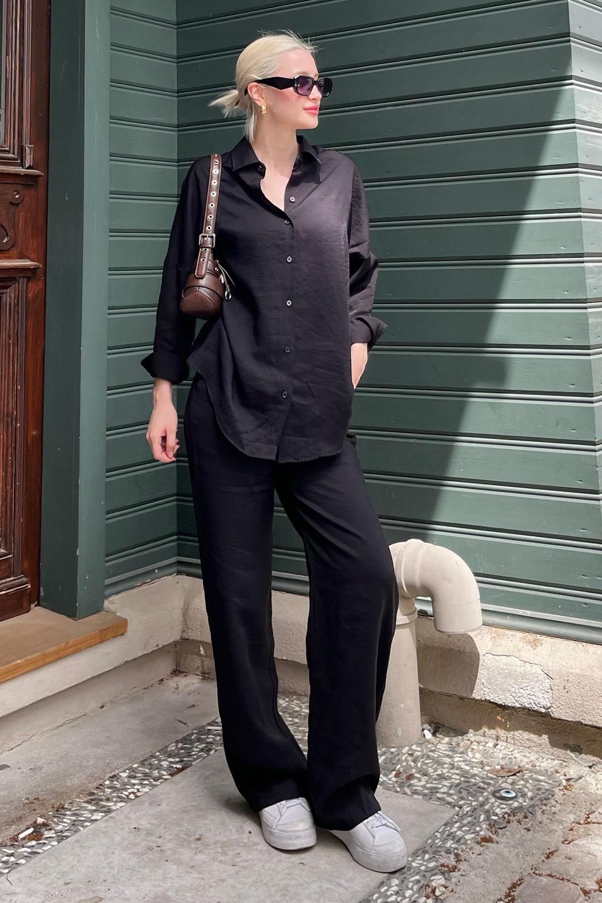 Madmext-Black Shirt Pants Double Set MG2117 5
