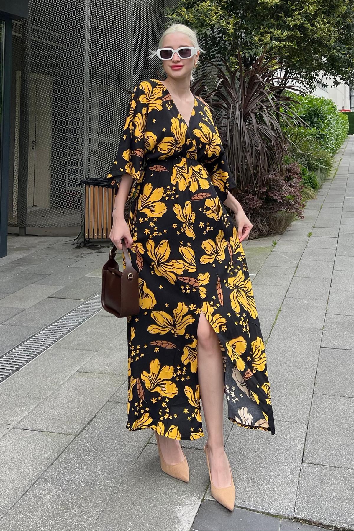 Madmext-Rochie de damă lungă cu decolteu în V cu model MG2076 2