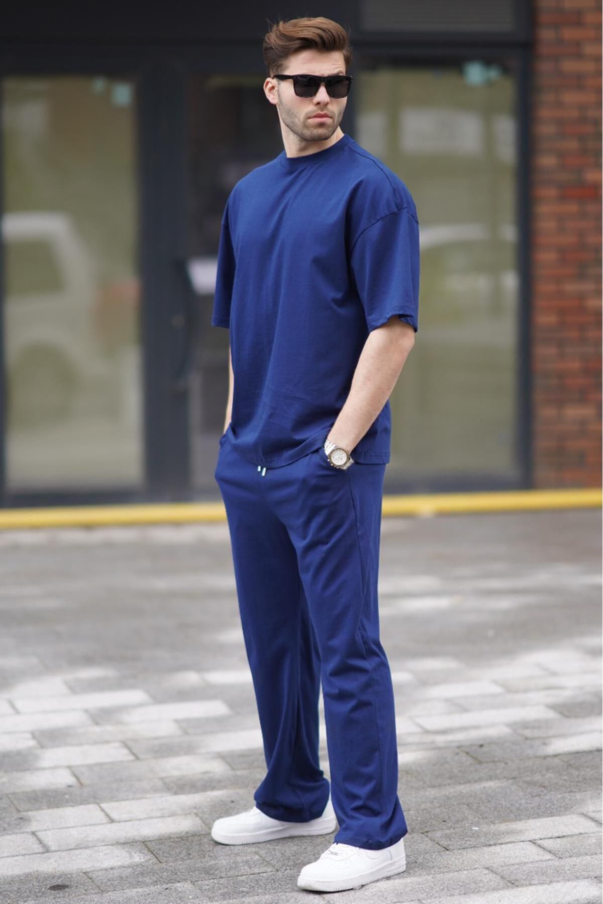 Madmext-Navy Blue Men's Tracksuit Set 5938 3