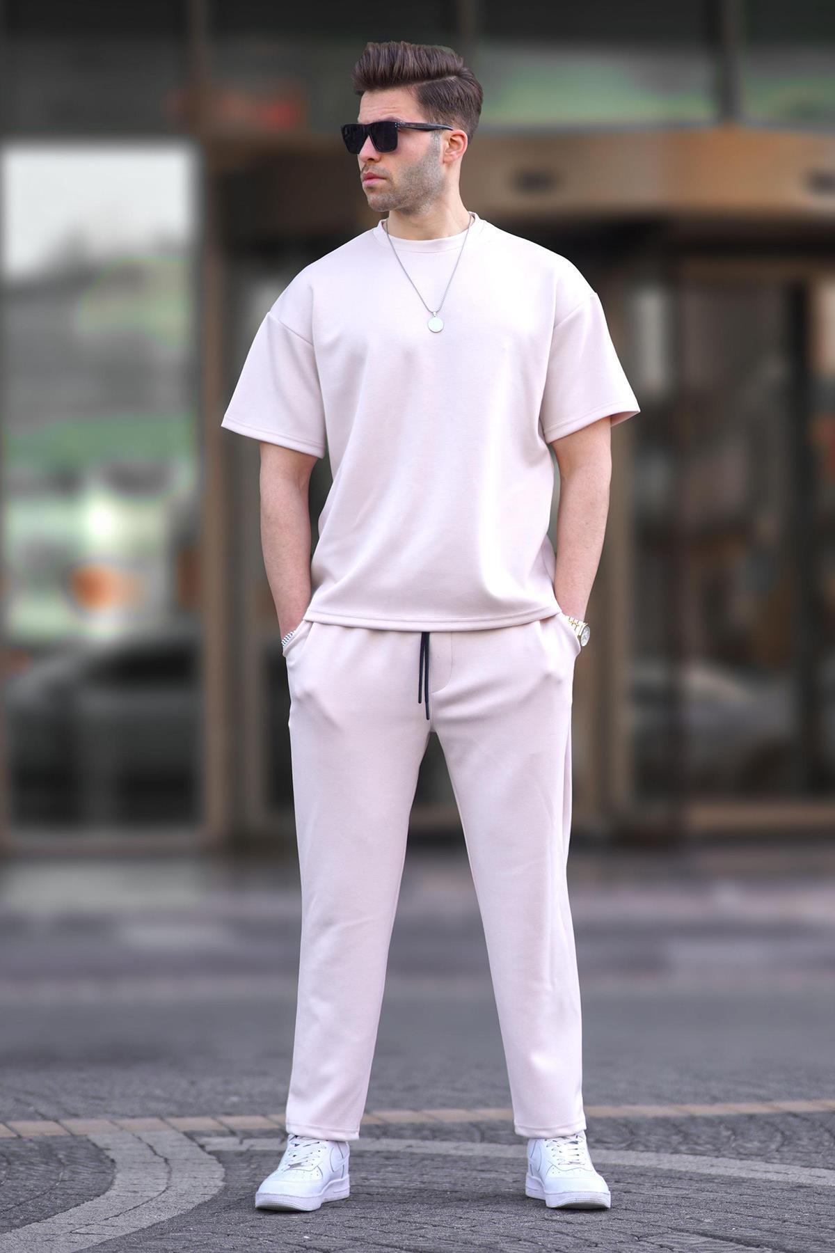 Madmext-Ecru Oversize rövid ujjú tréningruha szett 5954 2