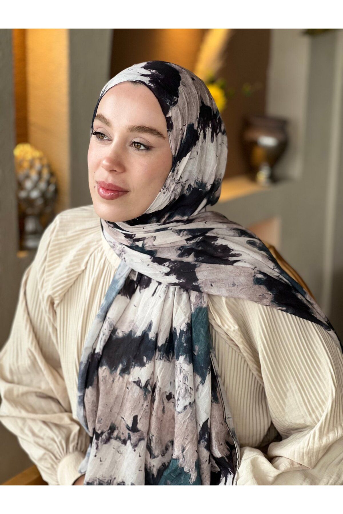 Modakaşmir-Spring Rhythm Pattern Bamboo Shawl 3