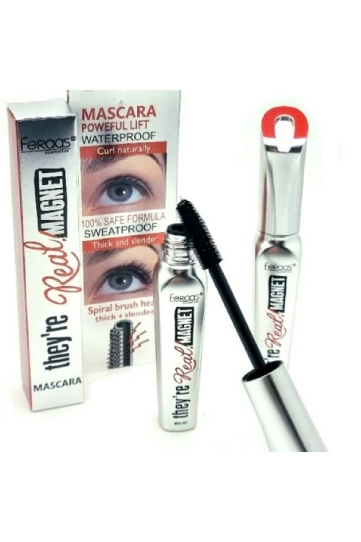 Makeup Rimel Alungire Si Curbare, Feraas, Real Magnet Mascara, Waterproof, Negru - One Size