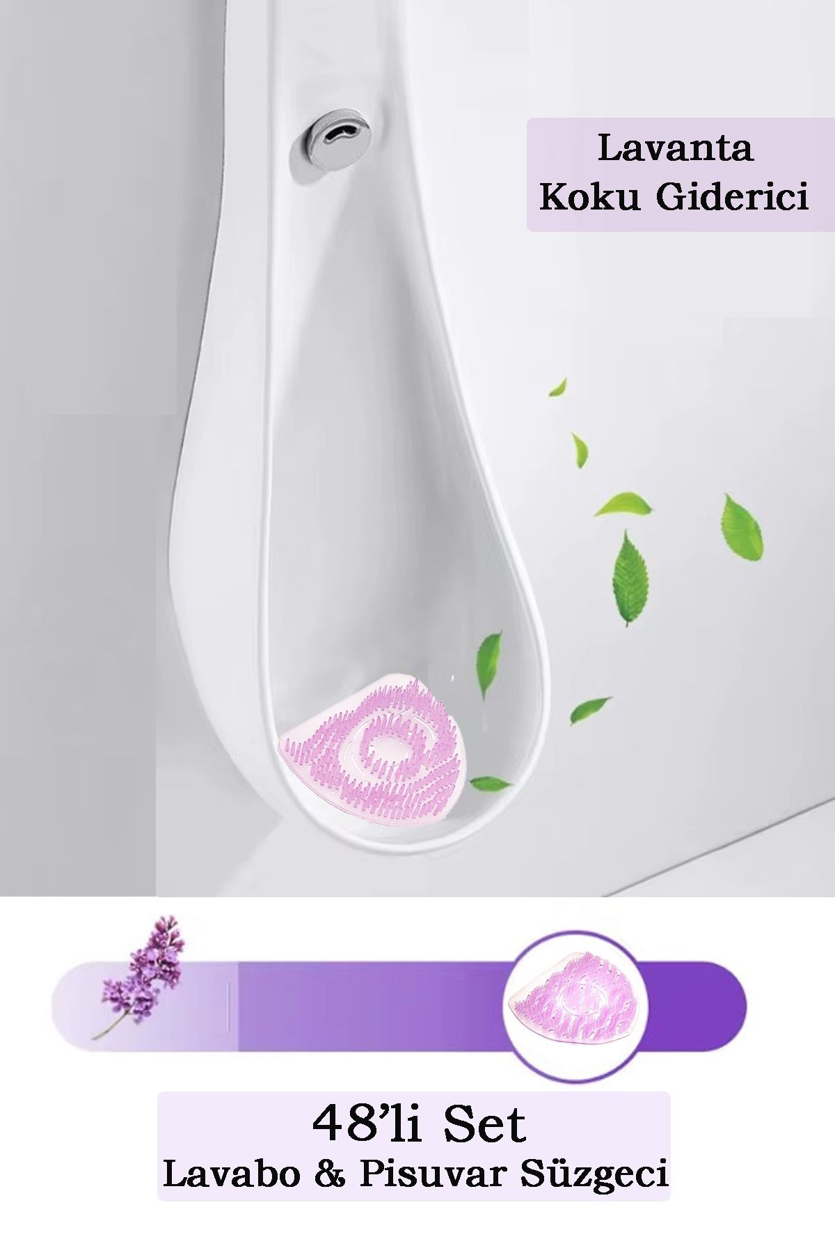Maproworld 48'li Set Lavanta Kokulu Pisuvar Süzgeci – Lavabo Yer Gideri Koku Giderici Hijyenik Tuvalet Matı