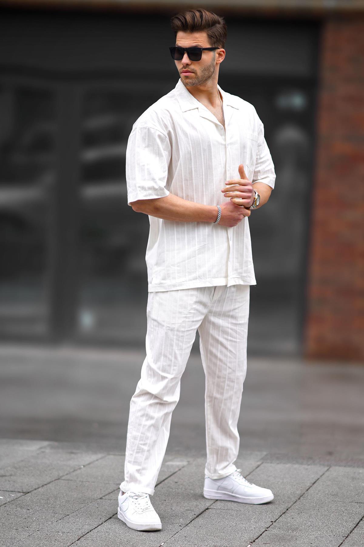 Madmext-Men's White Shirt-Pants Set 5936 3