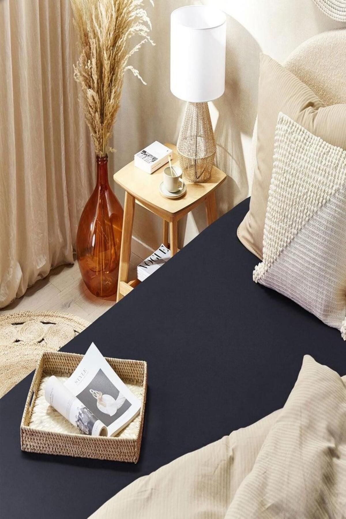 COTENCONCEPT-3 Pieces Oversized Plain Cotton Double 200 X 200 cm Elastic Combed Cotton Bed Sheet 4