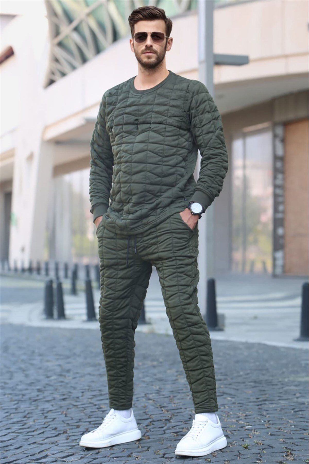 Madmext-Khaki steppelt mintás tréningruha szett 5907 2