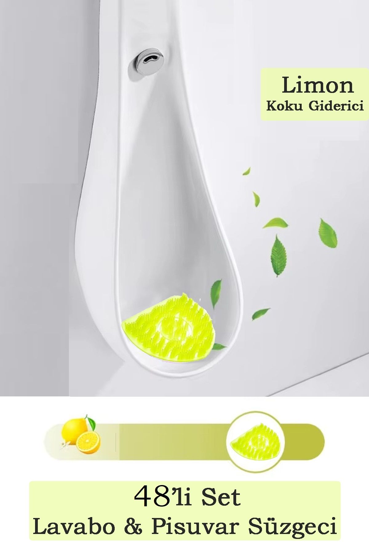 Maproworld 48'li Set Limon Kokulu Pisuvar Süzgeci – Lavabo Yer Gideri Koku Giderici Hijyenik Tuvalet Matı
