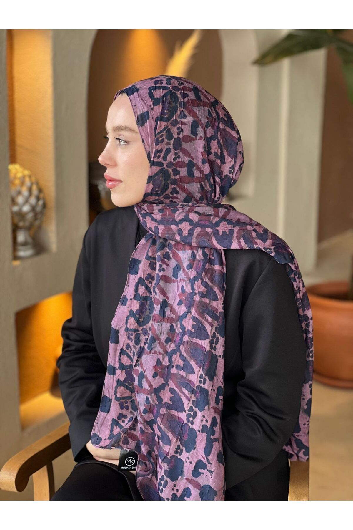 Modakaşmir-Abstract Zigzag Pattern Bamboo Shawl 2