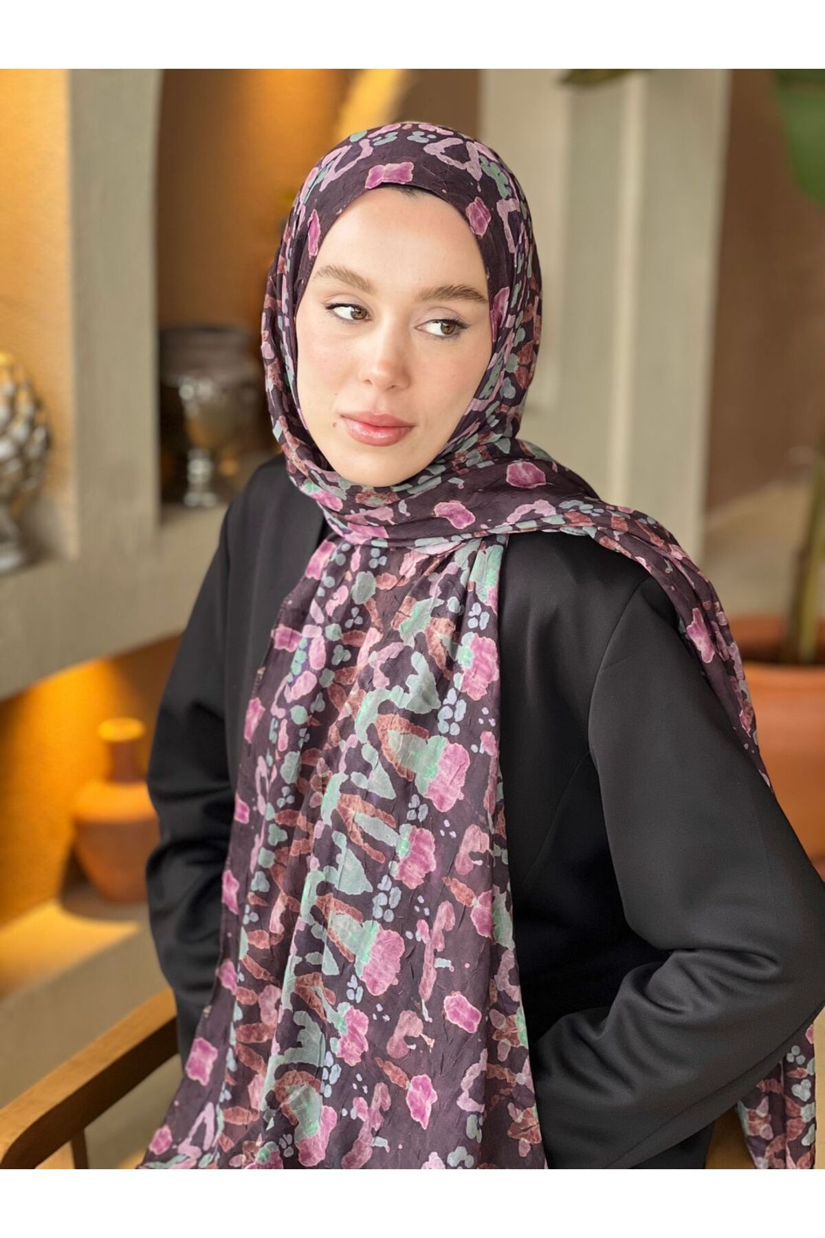 Modakaşmir-Abstract Zigzag Pattern Bamboo Shawl 3