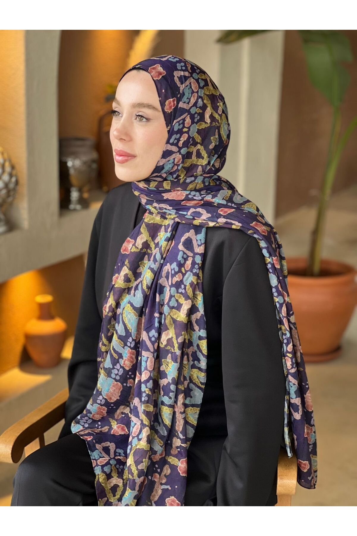 Modakaşmir-Abstract Zigzag Pattern Bamboo Shawl 2