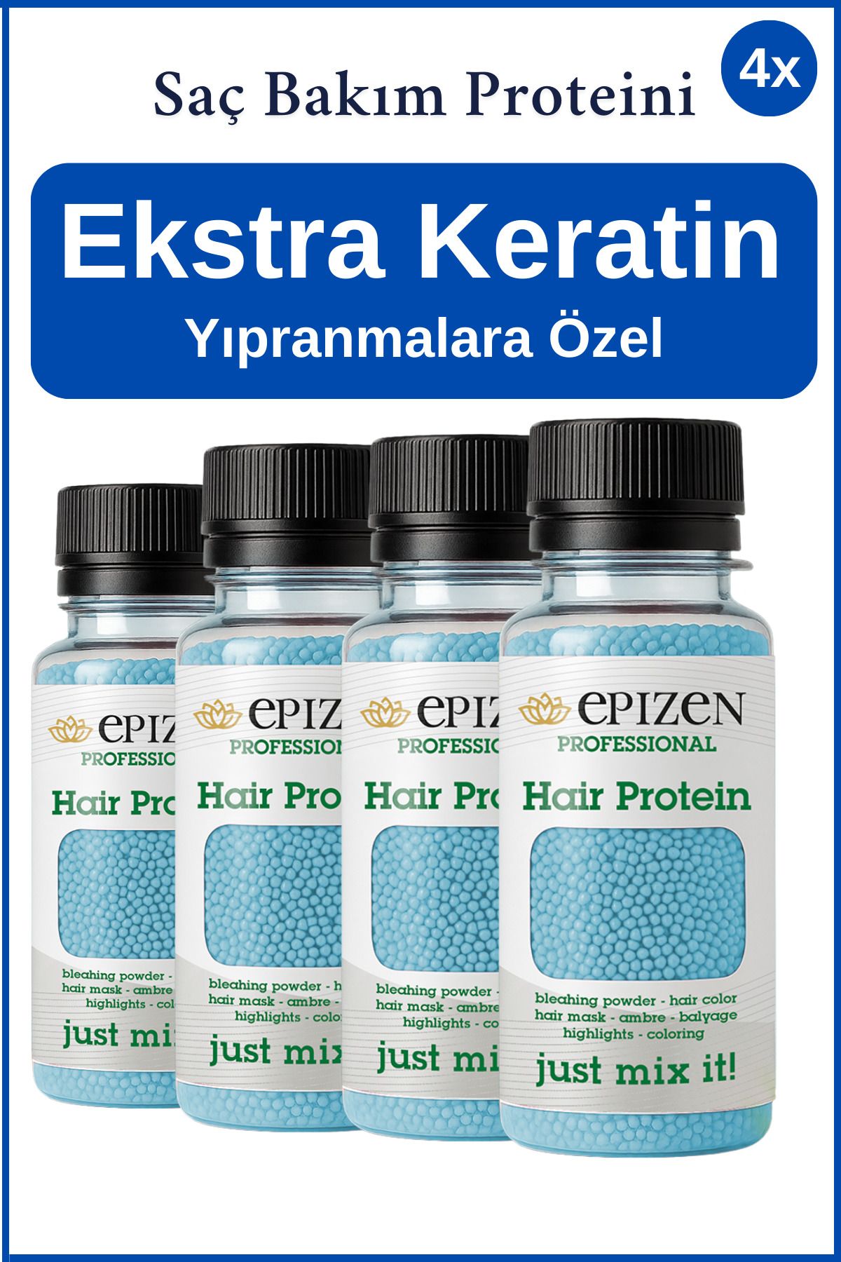 EPİZEN 4 Adet - Ekstra Keratin Destekli Mavi Mucize Saç Bakım Proteini - Onarıcı Ve Güçlendirici Etki