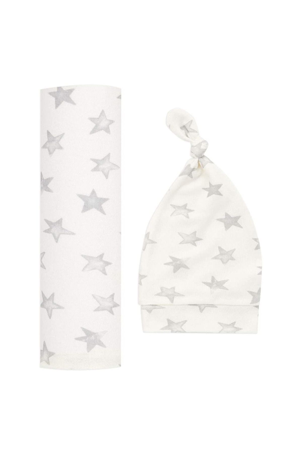 Generic-Soft And Light Weight Baby Comfortable Swaddling And Cap Set With Star Print Design 6