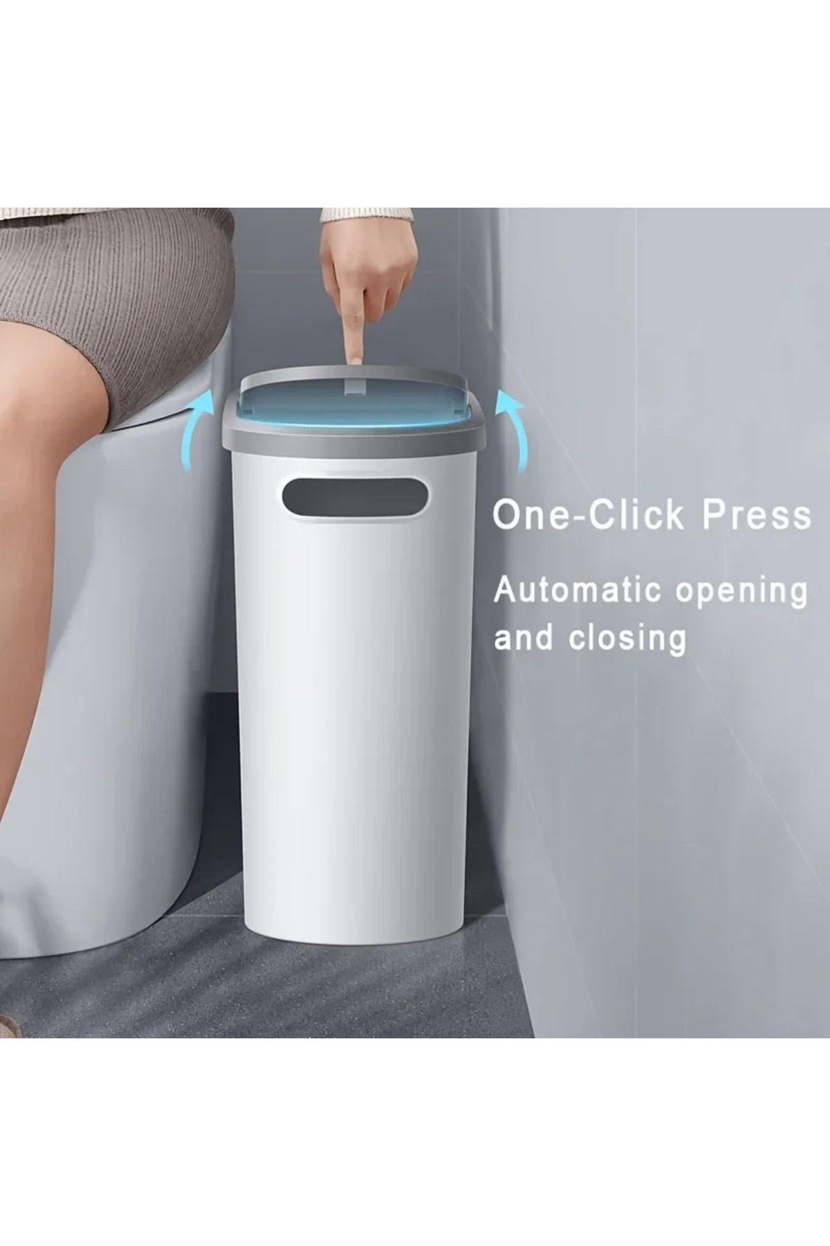 Choice-WHITE 10L Large Capacity Silent Closed Plastic Bathroom Garbage Bin - Space saving Design, Creative 1
