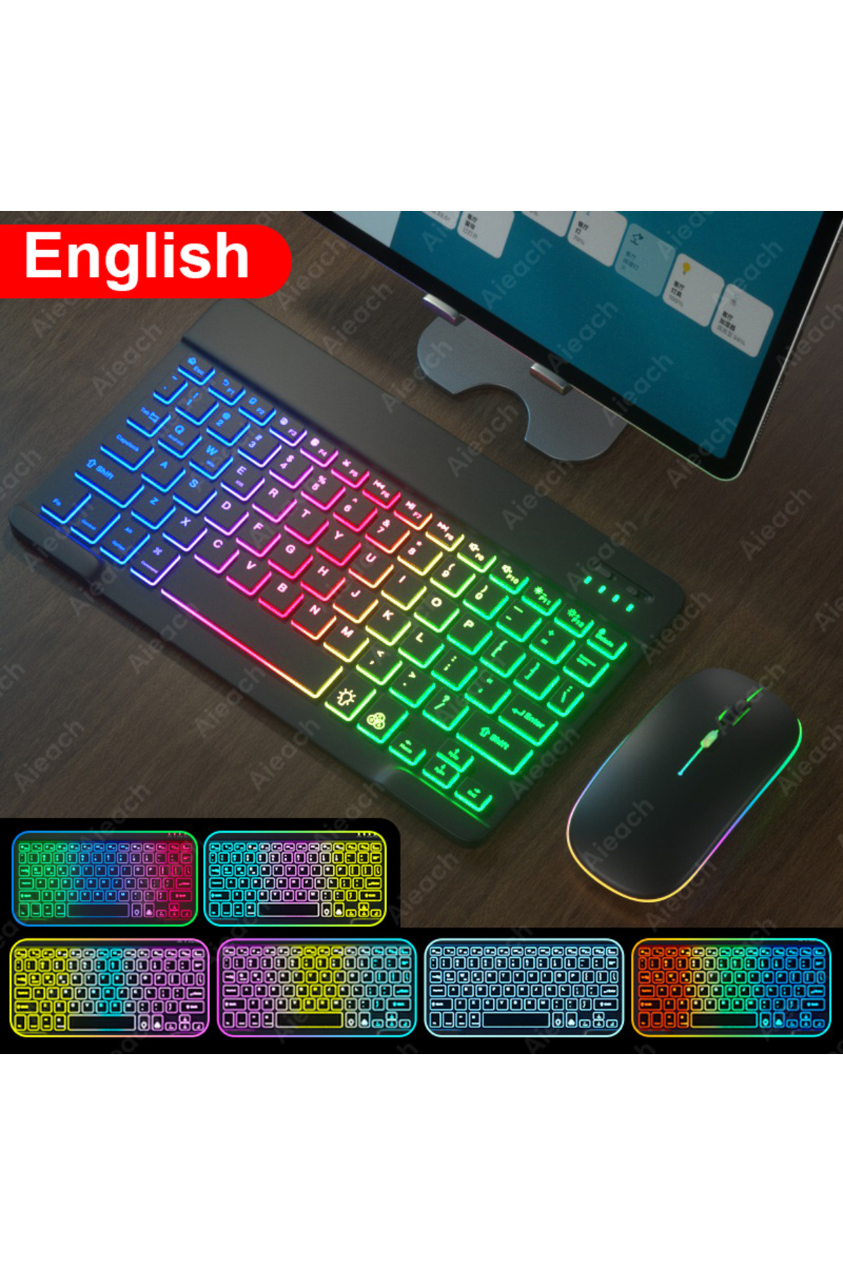 Choice-English black Keyboard For Tablet Android iOS Windows Wireless Mouse Keyboard Bluetooth-compatible R 1
