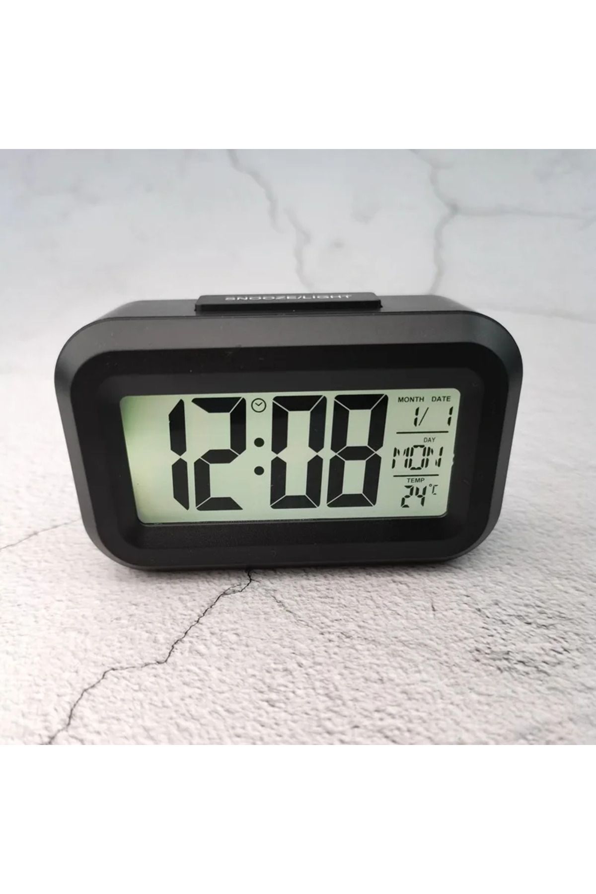 Choice-black Battery Powered Mini Digital Alarm Clock Temperature Date Week Backlight Snooze Mute Table Clo 1