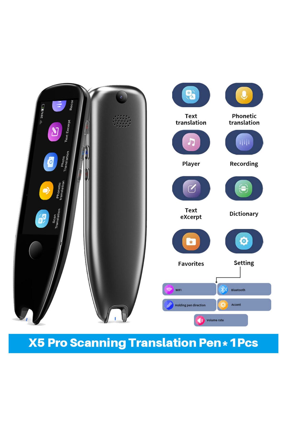 Choice-X5 Pro-1pcs X5 Pro Smart Voice Scan Translator Pen Real-time Multi-function Language Translation Bus 1