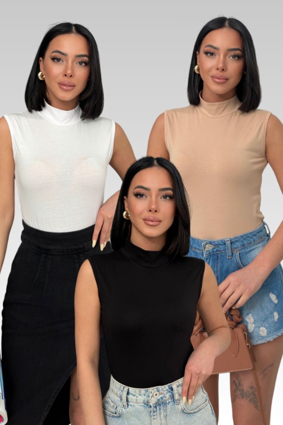 Lunamiratto  Kadın Pamuklu likralı esnek sıfır kol 3 lü ekonomik paket kaliteli ve uygun