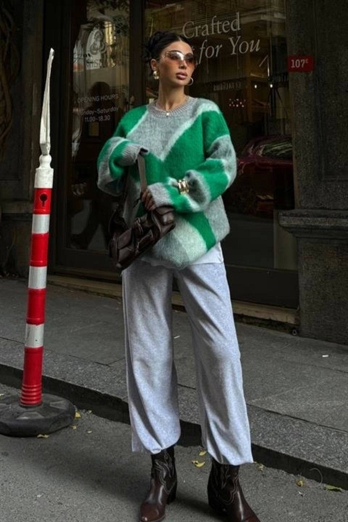 Butik-Block Pattern Neon Knitwear Sweater 1345 3