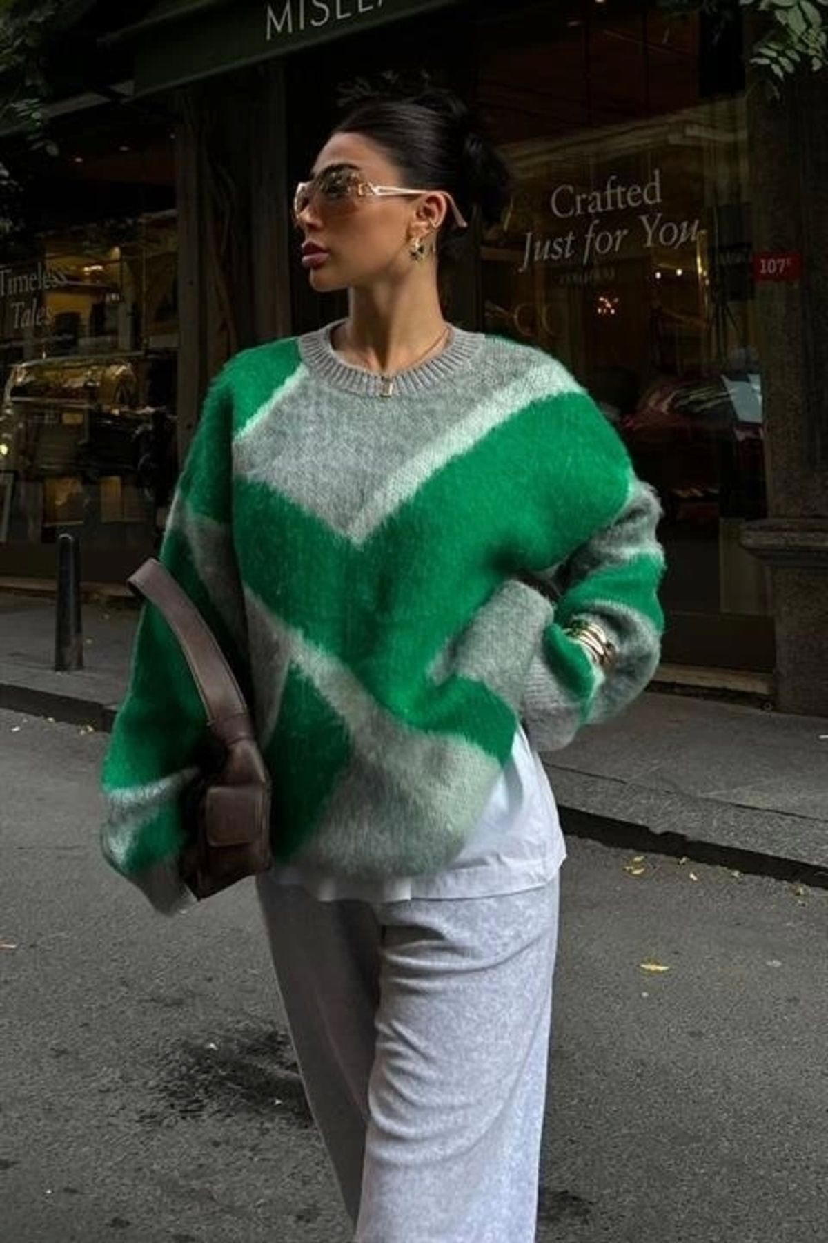 Butik-Block Pattern Neon Knitwear Sweater 1345 5