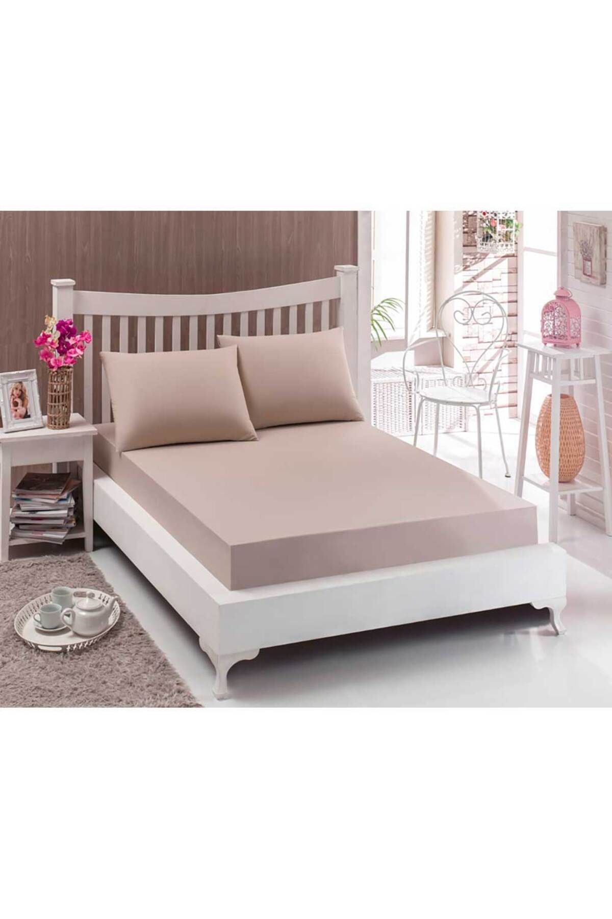 Homelux Cearceaf De Pat Pentru 2 Persoane, Acasă, 100% Bumbac, 240x260 Cm, Bej - 240 x 260