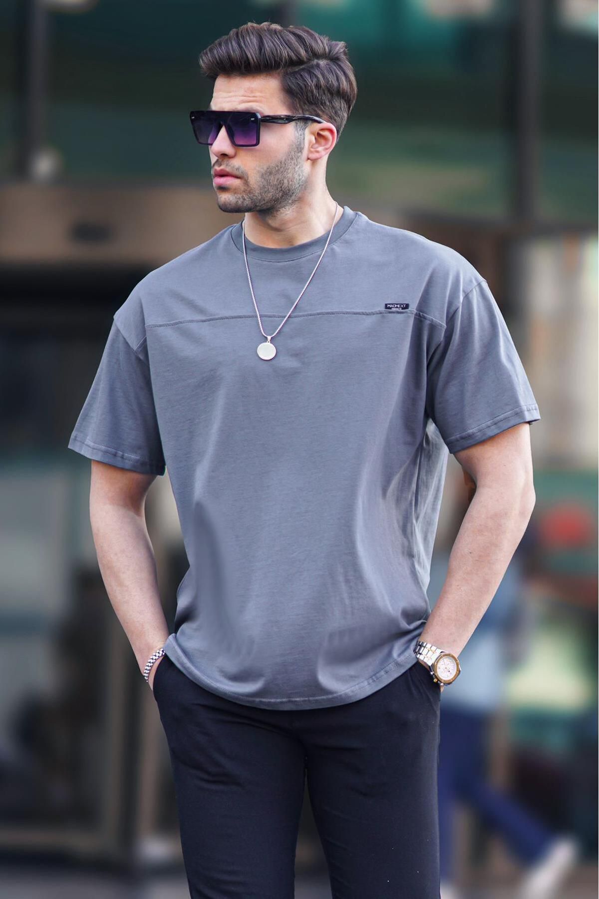 Madmext-Geräuchertes Oversize Herren T-Shirt 6196 2