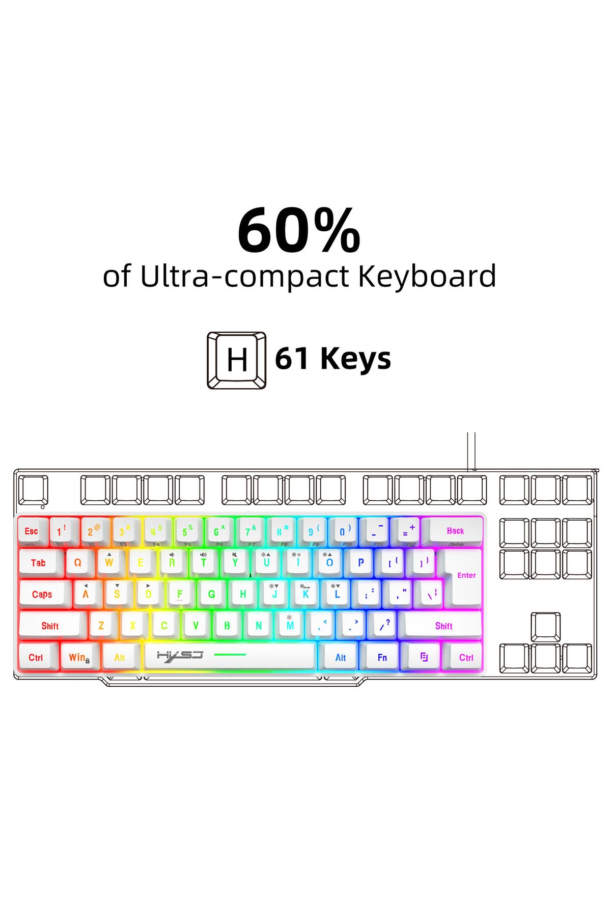 HXSJ-V700 61 Key RGB Wired Gaming Keyboard and J900 USB Wired Gaming Mouse Set 3