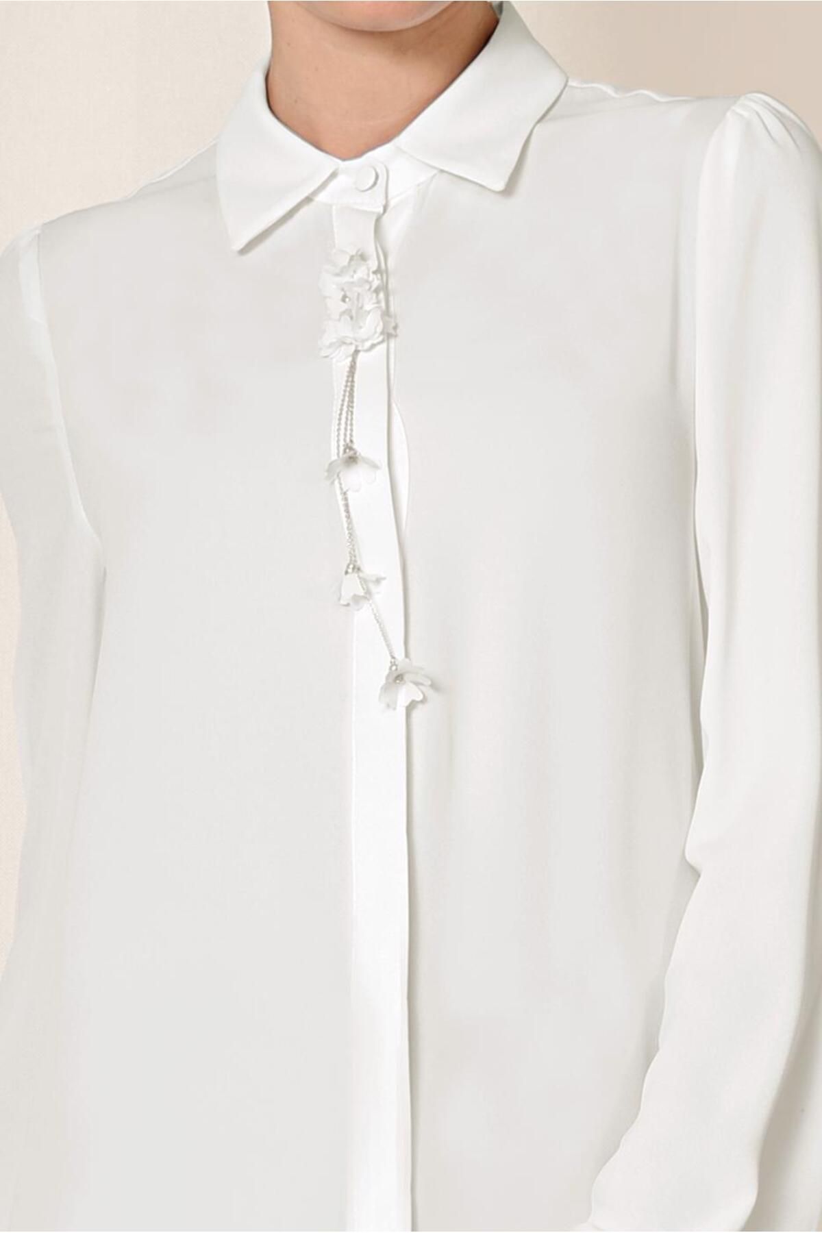 Alvina-4878 Model Revers Tunic with Hidden Buttons and Accessories 4
