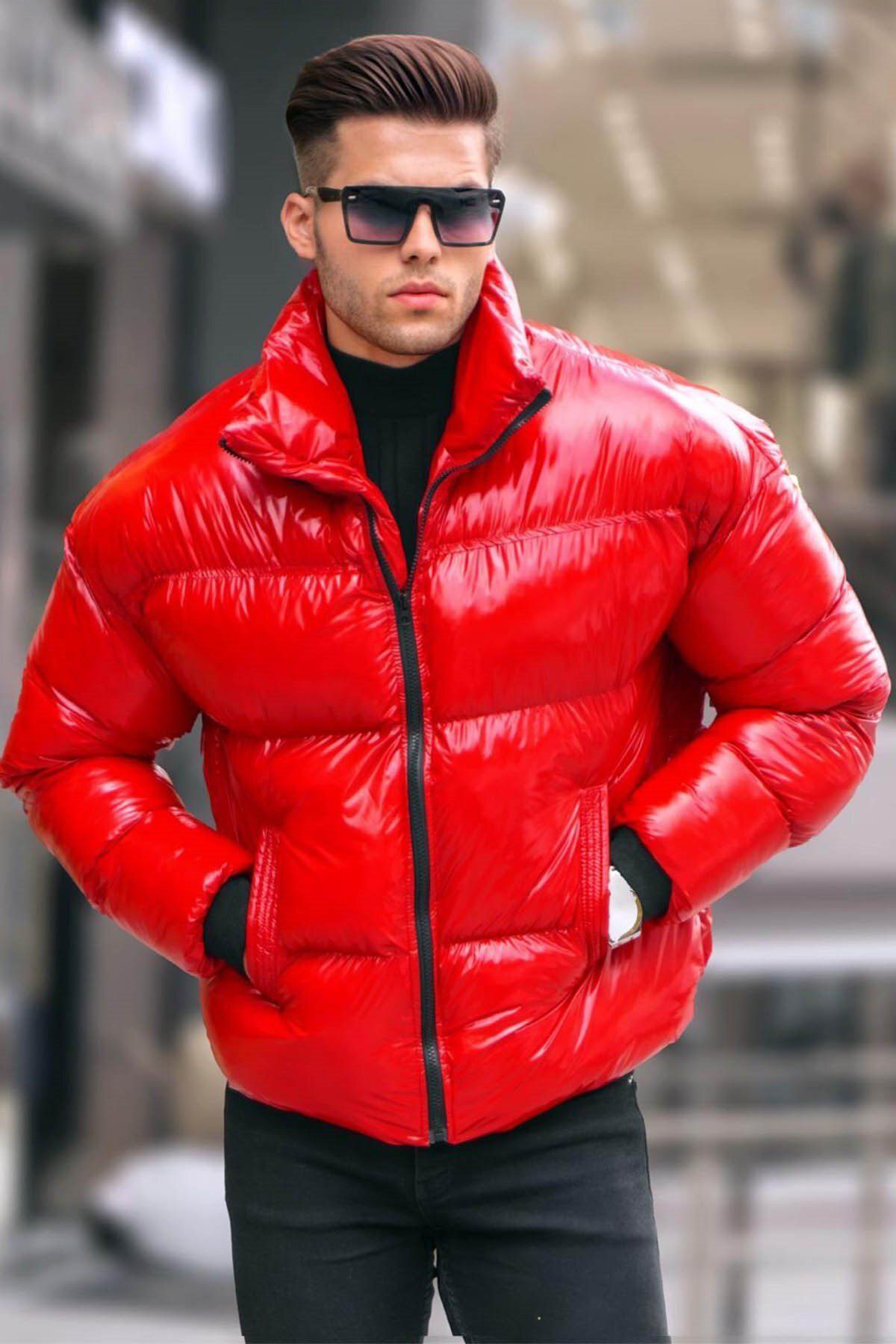 Madmext-Red Shiny Basic Puffer Jacket 5993 2