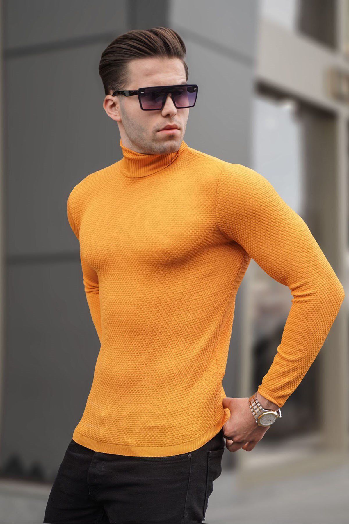 Madmext-Mustard Turtleneck Men's Knitwear Sweater 6306 2