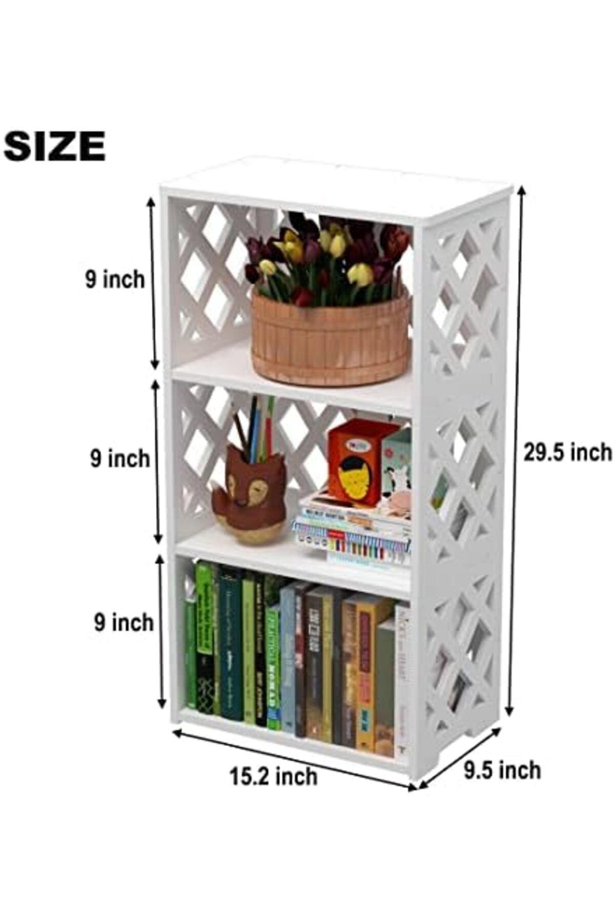 Generic-White Pvc 4-tier And 3-shelf Bookcase Set For Kids – Compact Open Shelf Organizer For Any Room 3