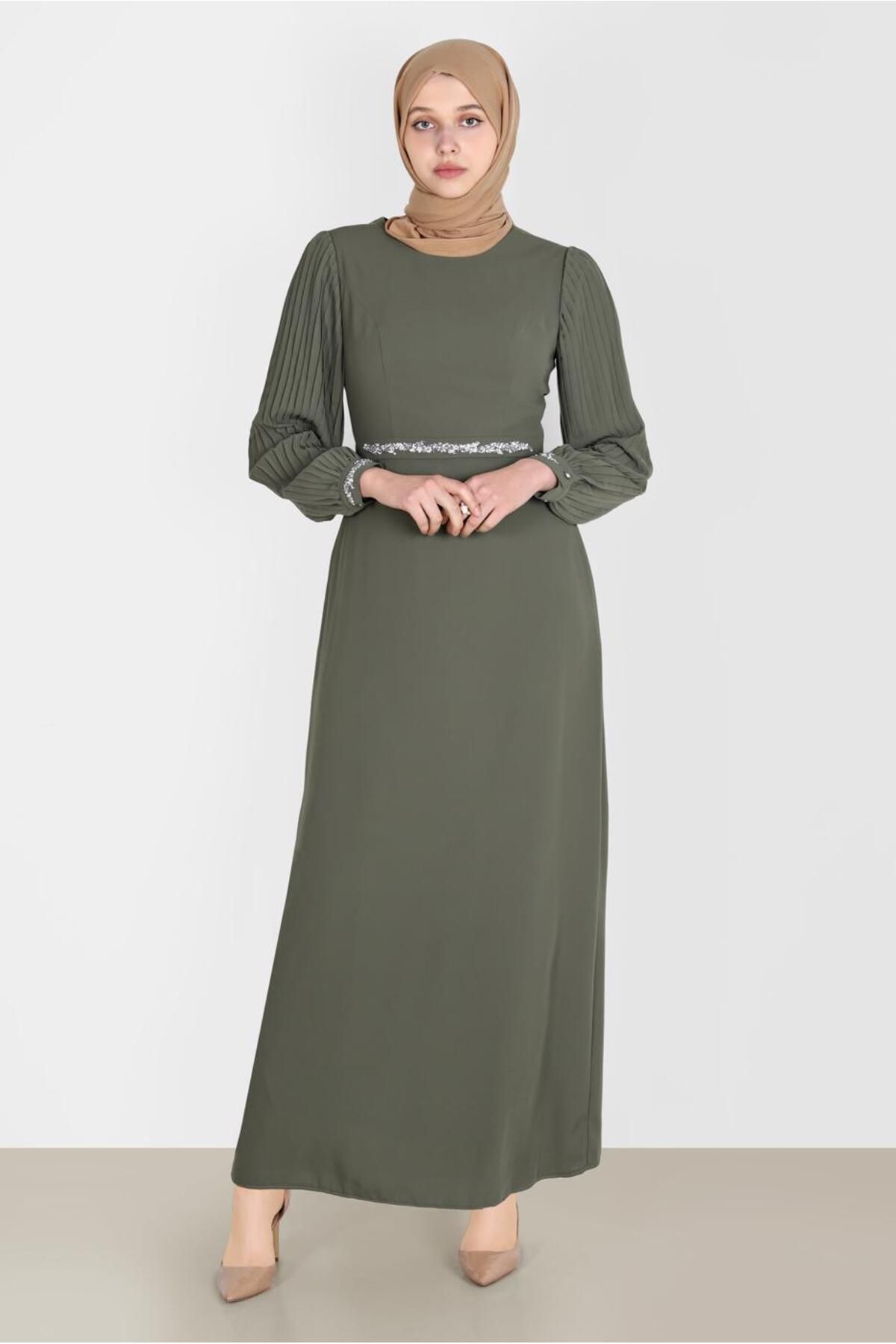 لباس سنگ دوزی آستین چین دار 42592 Alvina