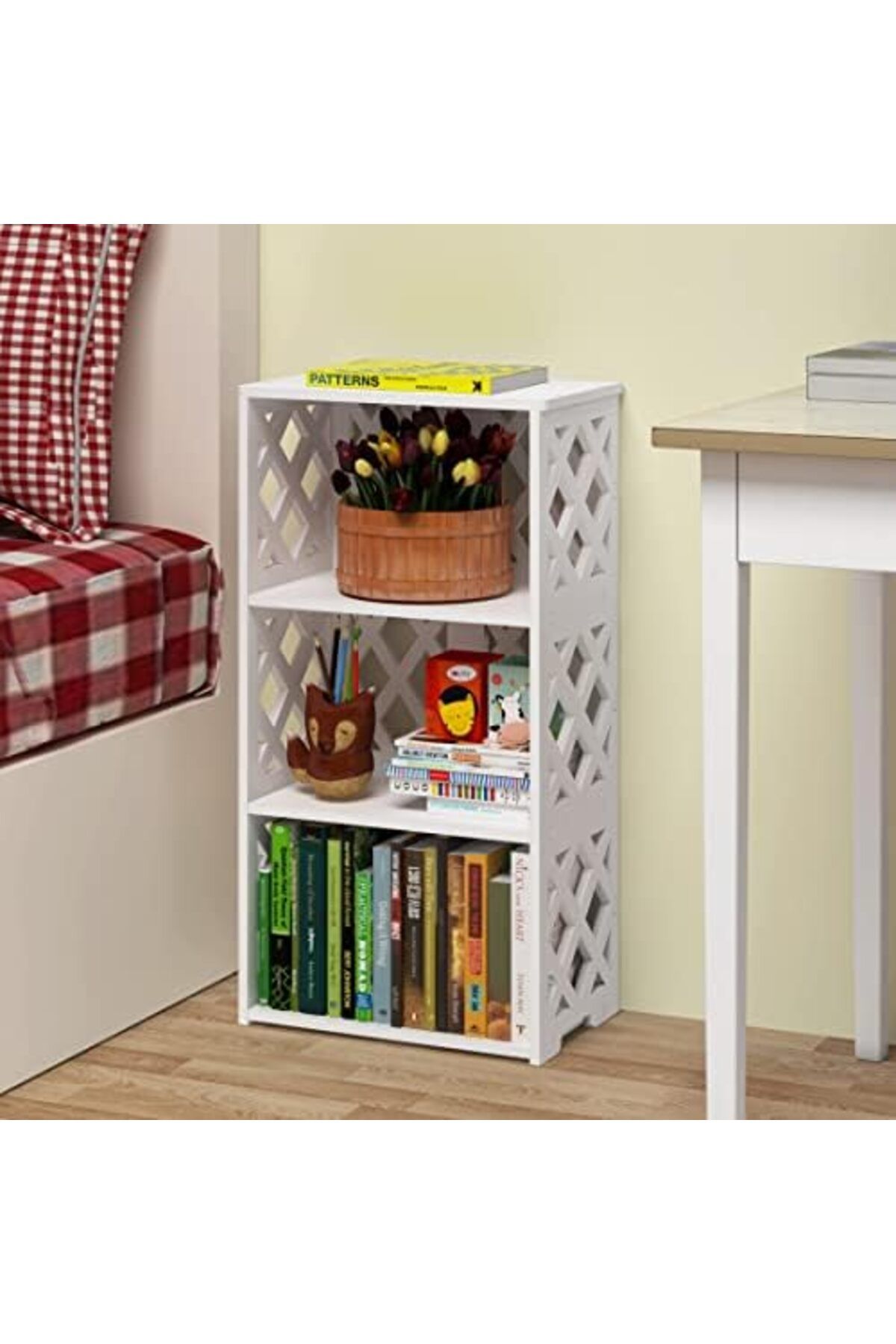 Generic-White Pvc 4-tier And 3-shelf Bookcase Set For Kids – Compact Open Shelf Organizer For Any Room 6