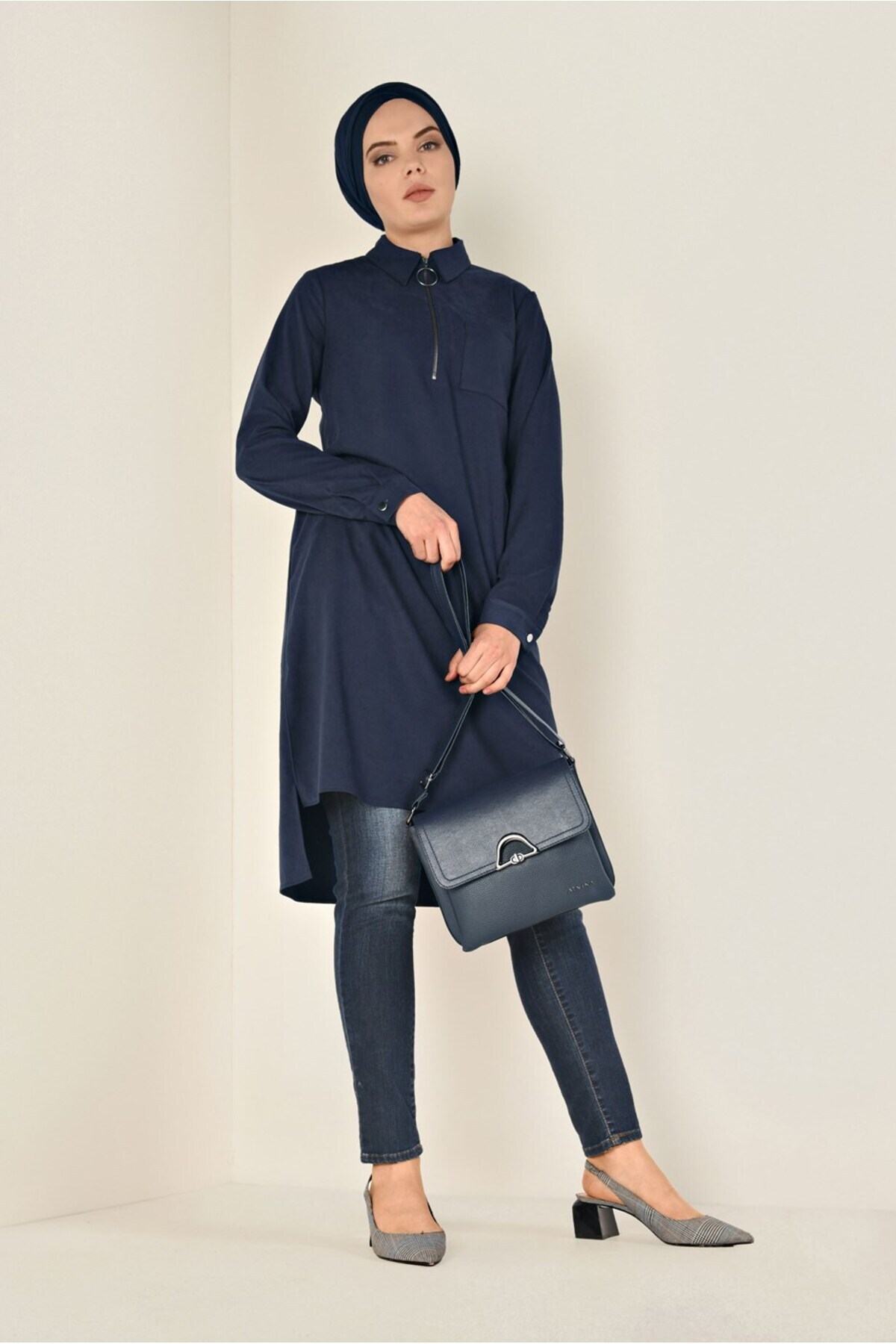 آلوینا تونیک جیر یقه‌دار مردانه با زیپ جلو، جزئیات ۴۶۹۸