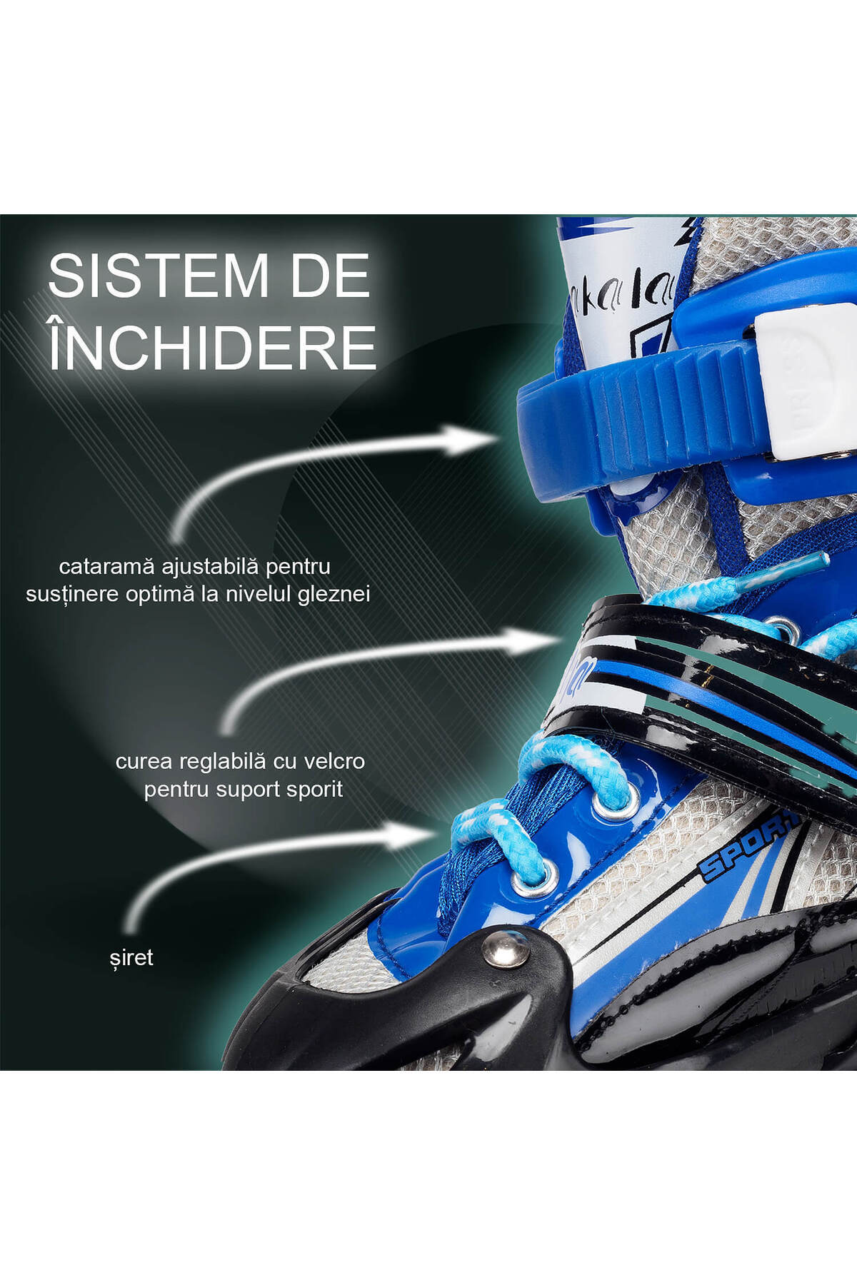 ACTION ONE-Junior adjustable rollers, lighted wheels, size S (31-34), blue 7