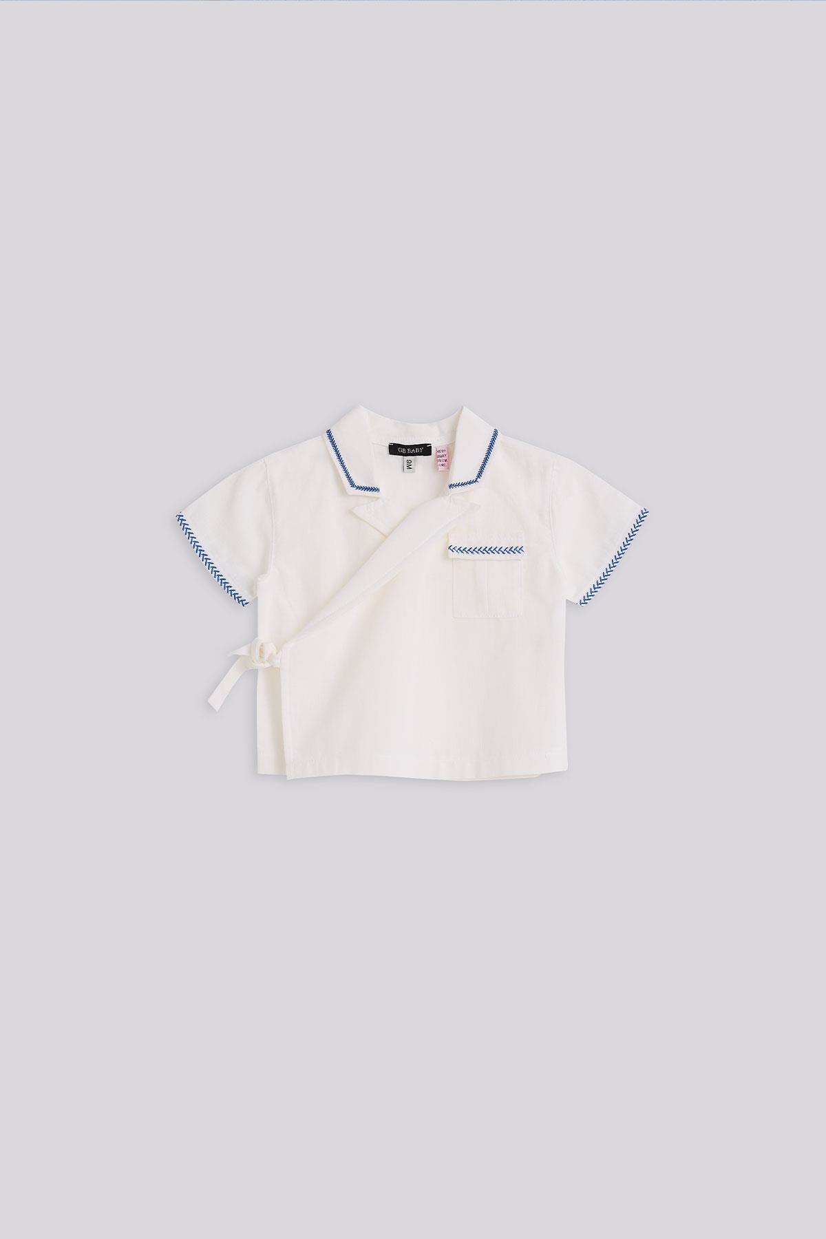 جی بی بیبی پیراهن پسرانه سفید صدفی فروشگاه BG
