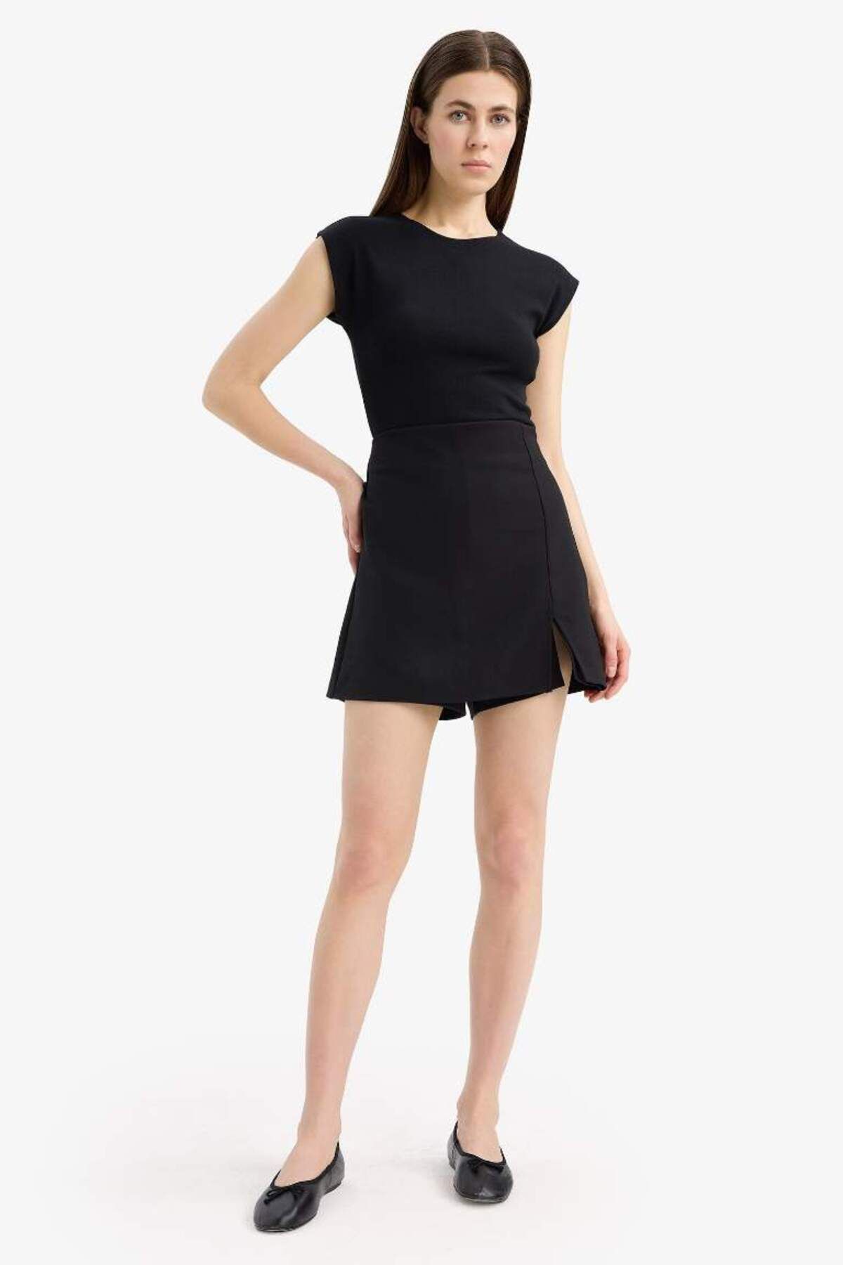 DeFacto-Regular Waist Basic Plain Shorts Skirt C1860Ax25Sp 3