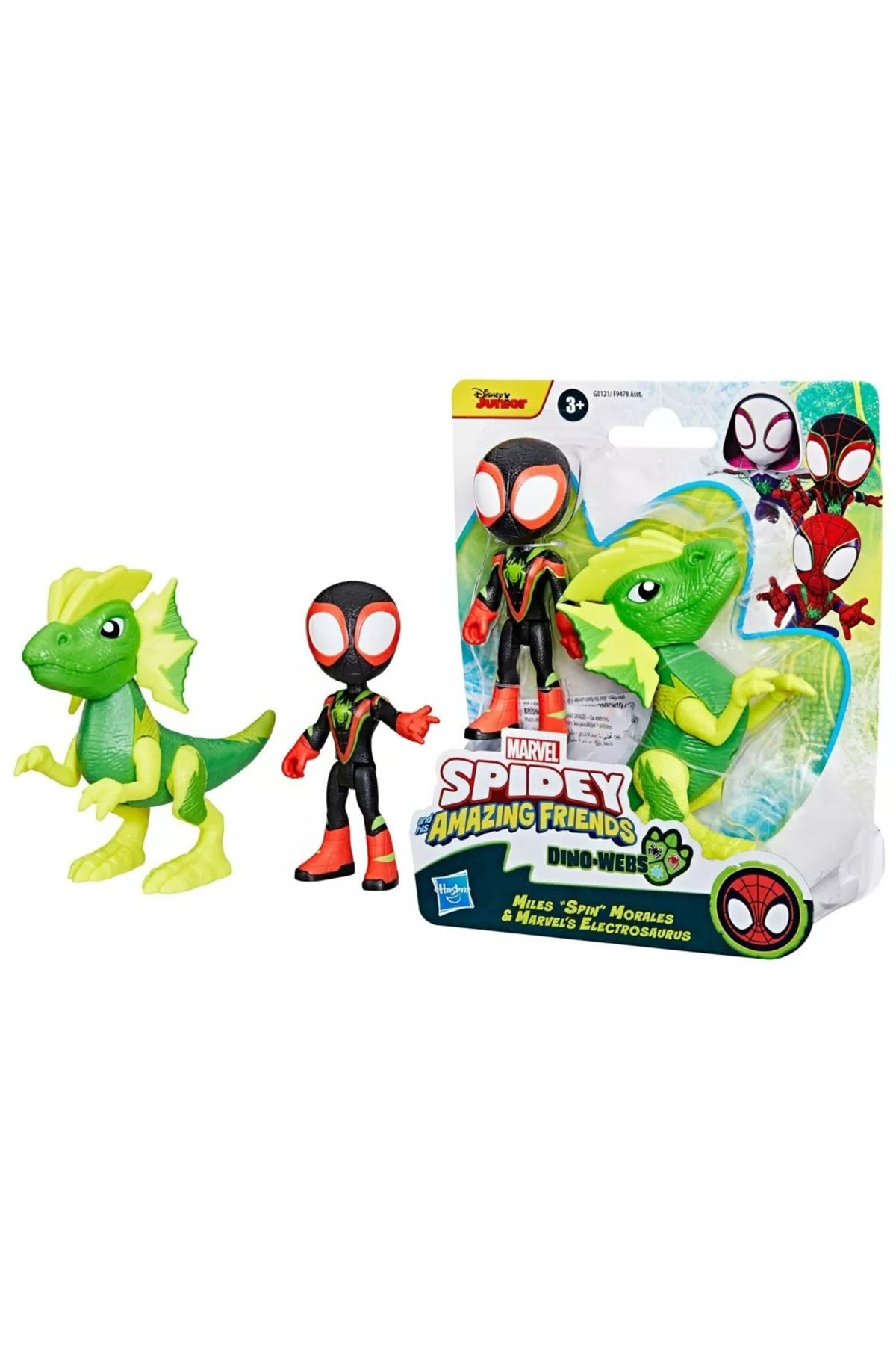 Marvel Spidey and His Amazing Friends Dino-Webs – Miles Morales & Electrosaurus 2'li Figür Seti