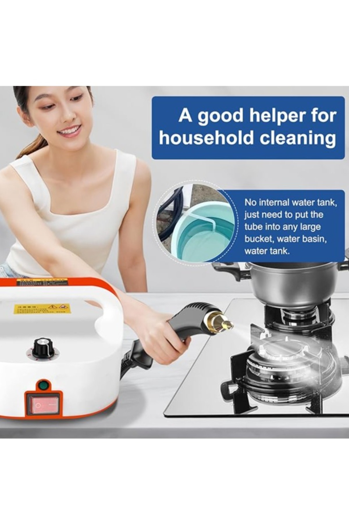 ET-LIFE-Handheld Steam Cleaner, 1600W High Pressure Steamer with 3 Brush Accessory Set 4