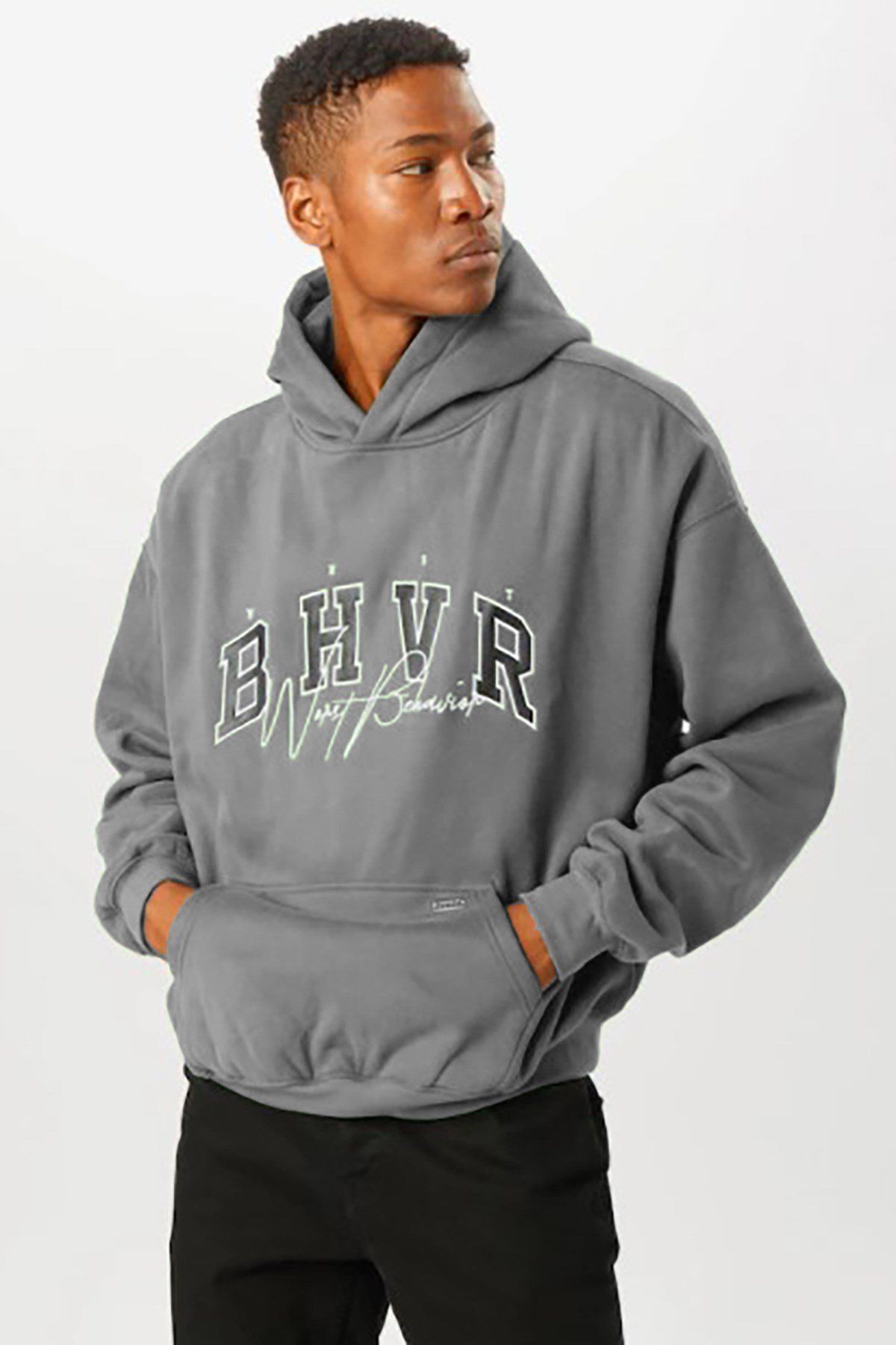Madmext Gefärbtes Graues Oversize-sweatshirt für Herren - L